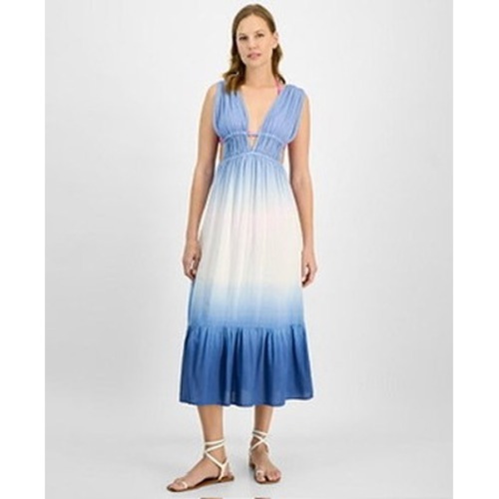 NEW Raviya Maxi Dress Womens Blue Ombre V-Neck Sleeveless XL $54